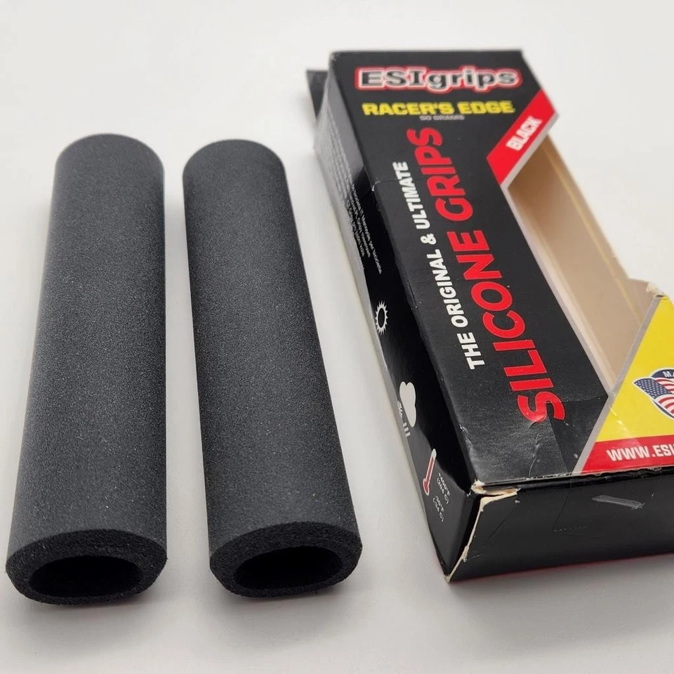 Empuñaduras finas de silicona para bicicleta ESI Racer's Edge 30 mm x 130 mm negras SOLO EMPUÑADURAS Foto 1 de 1