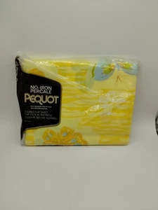Pequot  FLUTTER-BYE Flat Double Sheet Yellow Butterfly New Vintage MCM  - Picture 1 of 8