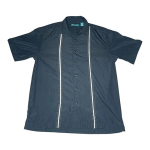 Cubavera Shirt Mens Medium Black Guayabera Short Sleeve Button Up Casual Dressy - Picture 1 of 7