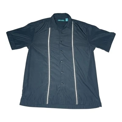 Cubavera Shirt Mens Medium Black Guayabera Short Sleeve Button Up Casual Dressy - Image 1 of 4