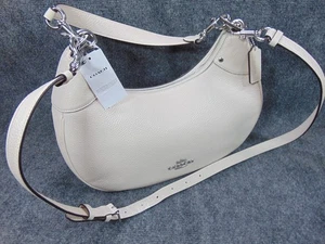 Bolso de Hombro Cartera Coach Mara Hobo Cuero Guijarro Blanco Tiza CI790 - Imagen 1 de 21