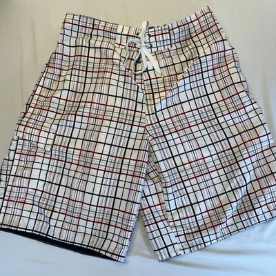 Baús de natação Arizona tamanho grande vermelho branco azul bolsos elásticos na cintura usados - Imagem 1 de 4