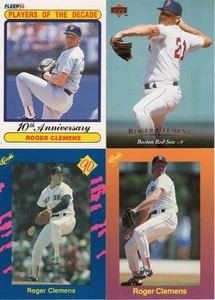 Lote de 4 cartas de Roger Clemens Upper Deck Fleer clásicas MLB tarjetas de béisbol Yankees Sox - Imagen 1 de 2