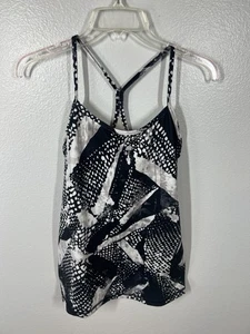Lululemon Power Y Tank Top Sz 8 Static Mist Black White Print Yoga - Picture 1 of 6