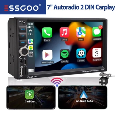 7" Autoradio Wireless Carplay/Android Auto Bluetooth FM USB AUX SD Kamera 2 DIN - Bild 1 von 4