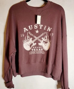 Aeropostale Sweatshirt Teens Women's Size XS Oversized Cropped Dark Plum NWT - Picture 1 of 6