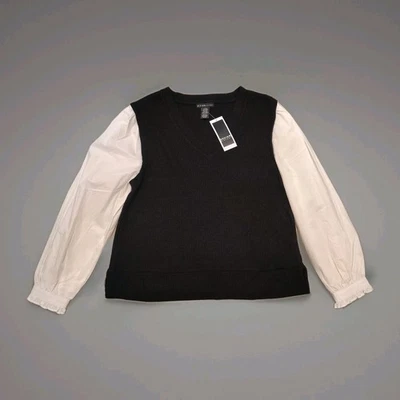 Top combinado térmico Design History para mujer talla grande manga larga suéter negro  Foto 1 de 4