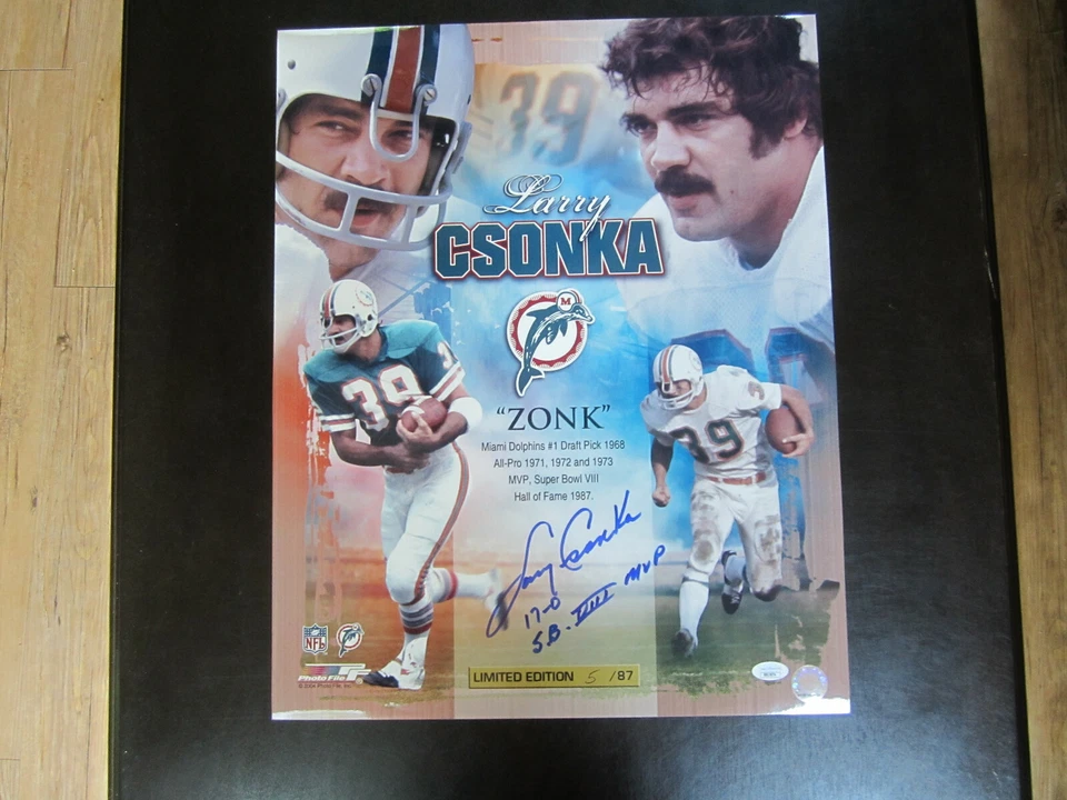 Larry Csonka Autograph Signed 16 X 20 Photo Miami Dolphins JSA 17-0 SB VIII MVP - Image 1 of 1