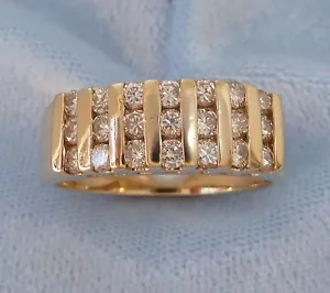 Cinturino vintage in oro giallo 14 carati, 21 diamanti 2 mm, TCW .63, misura 6,25 - Foto 1 di 5