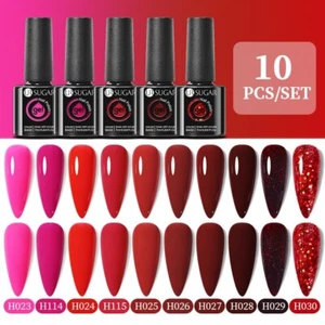 10Pcs/set Gel Nail Polish Set Semi Permanent UV Led Gel Off Nail Base Top Coat - Picture 1 of 17