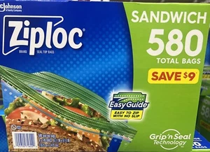 Ziploc Easy Open Tab Sandwich Bags (580 ct.) NEW SUPPER! FAST FREE SHIPPING - Picture 1 of 6