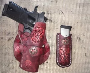 Handmade Leather Angled Holster 1911 with mag pouch - Picture 1 of 5