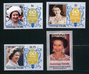 Nanumaga-Tuvalu MNH Set #52-55 Elizabeth II 60th Birthday Stamps - Picture 1 of 1