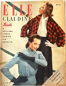ELLE CLAUDINE Magazine n° 145 du 31 Août 1948 ancienne revue de mode couture - Picture 1 of 3