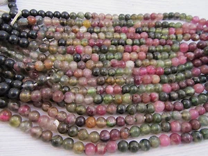 6mm Natural Multi Color Tourmaline Round Spacer Beads Pink Green Gemstone Strand - Picture 1 of 4