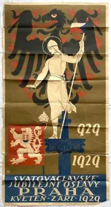 Original Vintage Poster CZECHOSLOVAKIA - SAINT WENCESLAS - ANNIVERSARY - 1929 - Picture 1 of 14