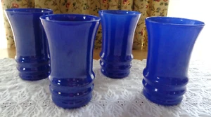 4er SET VINTAGE ANKER HOCKING RAINBOW SAFTGLÄSER - KOBALTBLAU - MCM - Bild 1 von 5