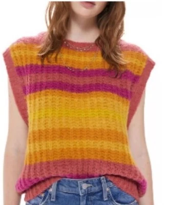 Colete suéter MOTHER denim gola barco operação sol tamanho grande novo com etiquetas - Imagem 1 de 4