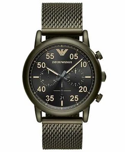 Emporio Armani AR111115 Grün Edelstahl Mesh Armband HERREN UHR 43MM NEU - Bild 1 von 4
