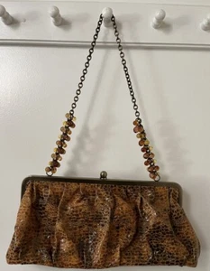 Emma Rose Purse Animal Print Beaded Embellished Chain Strap Handbag New - Picture 1 of 8