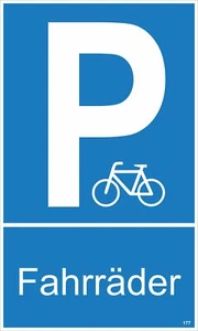 Parken Fahrräder 250 x 150 mm Warn- Hinweis- und Verbotsschild PST-Kunststoff    - Bild 1 von 1
