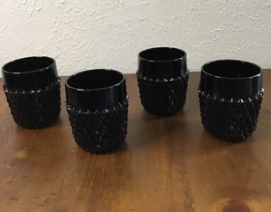 Tiara Black Diamond Point Tumblers Glasses 5-3/4" by Indiana Glass Set of Four - Picture 1 of 3
