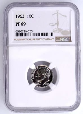 1963 PROOF ROOSEVELT DIME NGC PF69 - Image 1 of 2