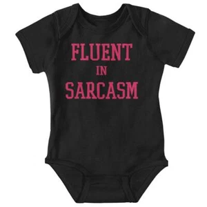 Funny Joke Fluent in Sarcasm Attitude Humor Newborn Baby Boy Girl Infant Romper - Zdjęcie 1 z 7