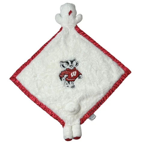 Wisconsin Badgers Banky Baby Blanket 19” Comfort Plush Soft Infant White Throw Cover