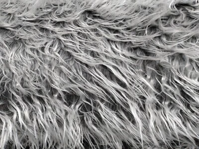 Zottelstoff Fell grau Plüsch Kunstfell Bart basteln Weihnachten Karneval Teddy - Bild 1 von 3