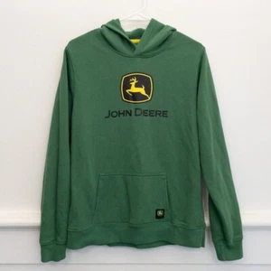 John Deere Green Hoodie Sweatshirt XXL 18 Youth Unisex Logo Cotton Blend Pullove - Picture 1 of 5