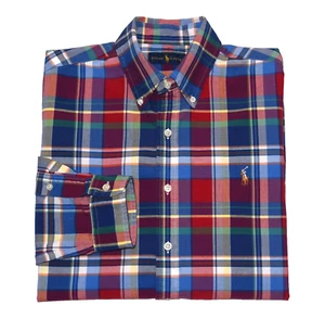 Camisa con botones de manga larga de algodón a cuadros multicolor Ralph Lauren talla L - Imagen 1 de 9