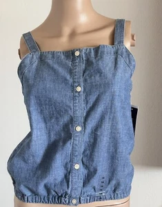 Polo Ralph Lauren Girls Chambray Button Up Tank Top Size 16 Blue Blouson - Picture 1 of 10