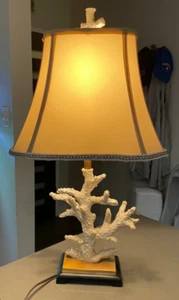 PAAR VINTAGE OZEANIEN KORALLENZWEIG BAUMZWEIG 3-WEGE TISCHLAMPEN 26 ZOLL - Bild 1 von 9