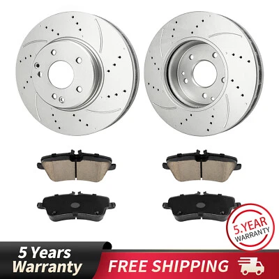 Front Drilled Disc Rotors + Brake Pads Kit For Mercedes-benz C240 C280 2003-2007 - Image 1 of 4