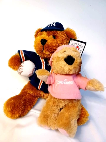 Lot of 2-NY YANKEES Teddy Bear Plush Good Stuff Baseball MLB, 1 Has Baseball Cover
