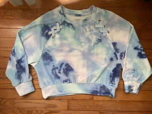 Girls Justice Collection Cozy Velour Size 12 Blue Multi Tie Dye - Picture 1 of 3