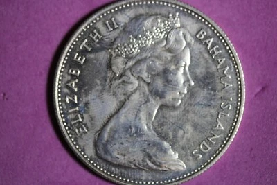 ENCONTRO IMOBILIÁRIO 1973 - Bahama Islands One 1 dólar prata Elizabeth II #K43036 - Imagem 1 de 2