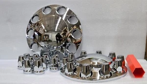 Set of 2 Chrome Front Axle Wheel Cover for Semi Truck - Picture 1 of 8