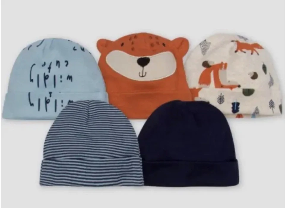 GERBER BABY Boys 3 pack CAPS Size 0-6 Months 3 Designs