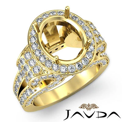 Vintage Oval Diamond Engagement Semi Mount Antique Ring 18k Yellow Gold 2.6 Ctw - Image 1 of 4