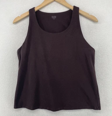 Camiseta sin mangas EILEEN FISHER M algodón orgánico jersey estante sujetador concha mejillón marrón EE. UU. Foto 1 de 4