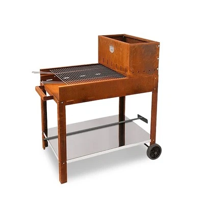 Barbecue A Legna In Corten 60x53 Cm Design Moderno Super Flipper Clementi - Immagine 1 di 2