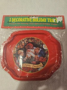 Ullman Company 3 bandejas decorativas de metal mini bocadillos navideños nuevas en paquete - Imagen 1 de 5