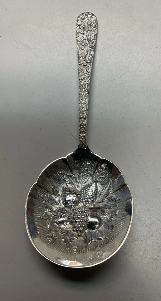 S. Kirk & Son “Repousse” Sterling Silver Jam/Berry Spoon  Vintage 5” 27.5 Grams - Image 1 of 4