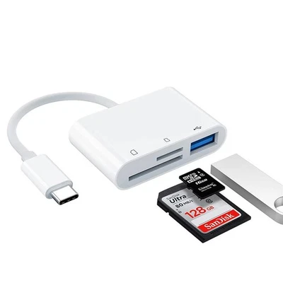 3in 1 USB-C Type-C SD/Micro SD/SDHC/SDXC OTG Memory Card Reader PC Phone Tablet - Image 1 of 4