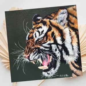 Tiger Acryl Gemälde Original, Wandbilder, Tigerkunst, Malerei, Leinwandbilder - Bild 1 von 10