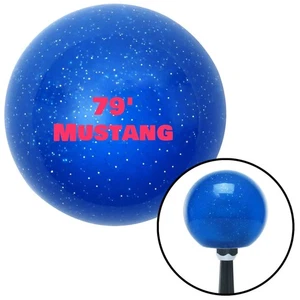 Pink "79 Mustang" Blue Metal Flake Shift Knob w/ M16x1.5 Insert Shifter Auto - Picture 1 of 15