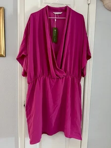 Trina Turk Concourse Dress 2XL Hyacinth Pink Surplice Stretch Minidress NWT $258 - Picture 1 of 17
