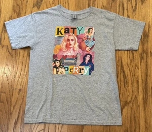 Camiseta KATY PERRY~GRANDE~S/S 100% Algodón GRIS JASPEADO Gráfico Pecho - Imagen 1 de 5